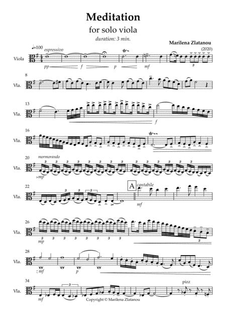 Meditation For Solo Viola Sheet Music