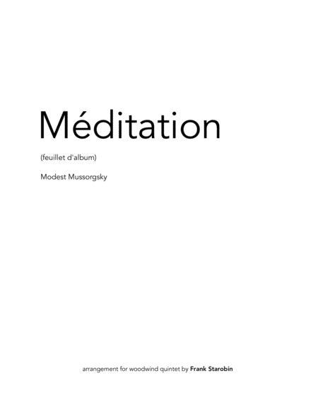 Meditation For Woodwind Quintet Sheet Music