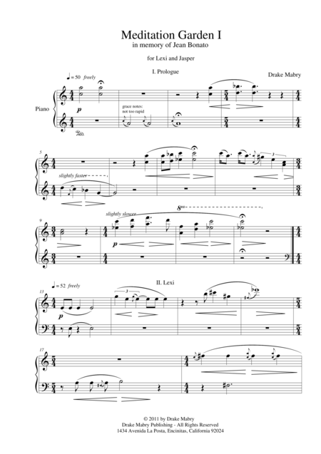 Meditation Garden 3 Versions Sheet Music