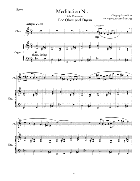 Free Sheet Music Meditation Nr 1 For Oboe And Organ