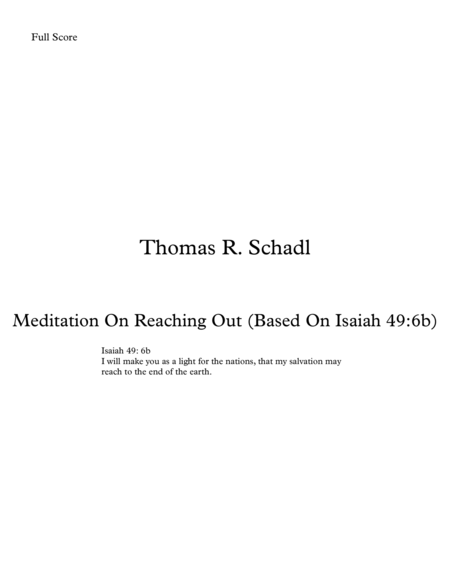 Meditation On Reaching Out Based On Isaiah 49 6b Sheet Music