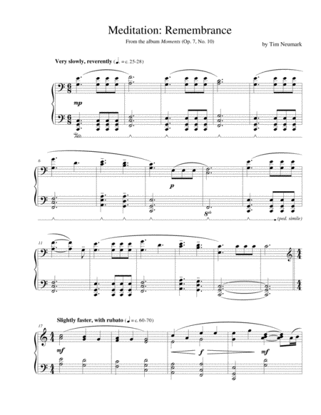 Free Sheet Music Meditation Remembrance