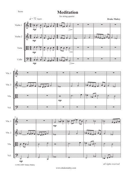 Meditation String Quartet Sheet Music