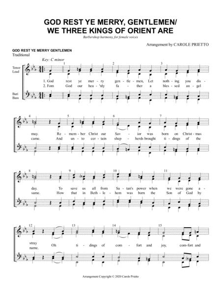 Free Sheet Music Medley God Rest Ye Merry Gentlemen We Three Kings Of Orient Are