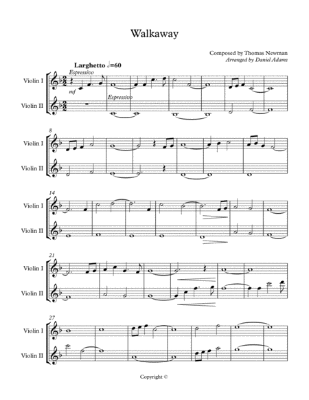 Meet Joe Black Walkaway Duo Sheet Music