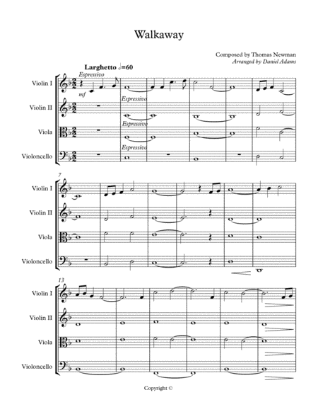 Meet Joe Black Walkaway Quartet Sheet Music