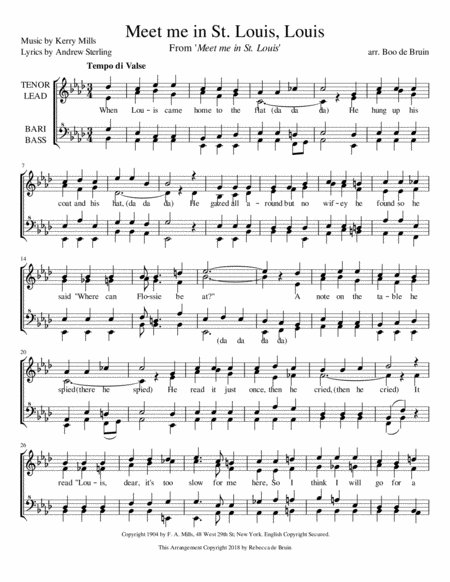 Free Sheet Music Meet Me In St Louis Louis Ssaa