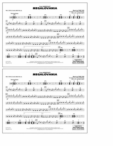 Free Sheet Music Megalovania From Undertale Arr Paul Murtha Multiple Bass Drums