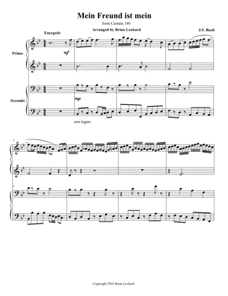 Free Sheet Music Mein Freund Ist Mein Bach Piano Four Hands