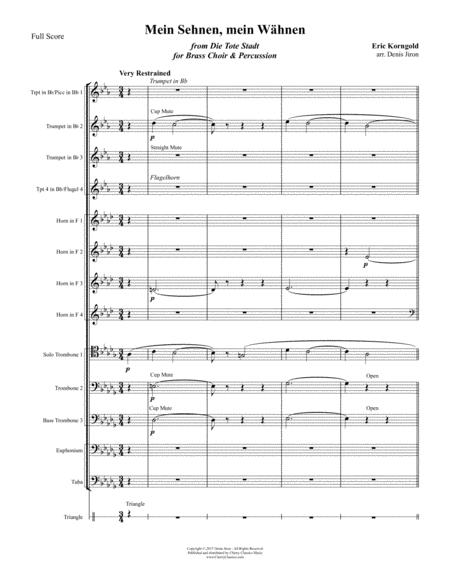 Mein Sehnen Mein Whnen For 13 Part Brass Ensemble And Optional Percussion Sheet Music