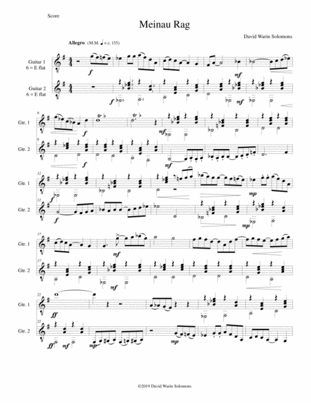 Free Sheet Music Meinau Rag For Guitar Duo