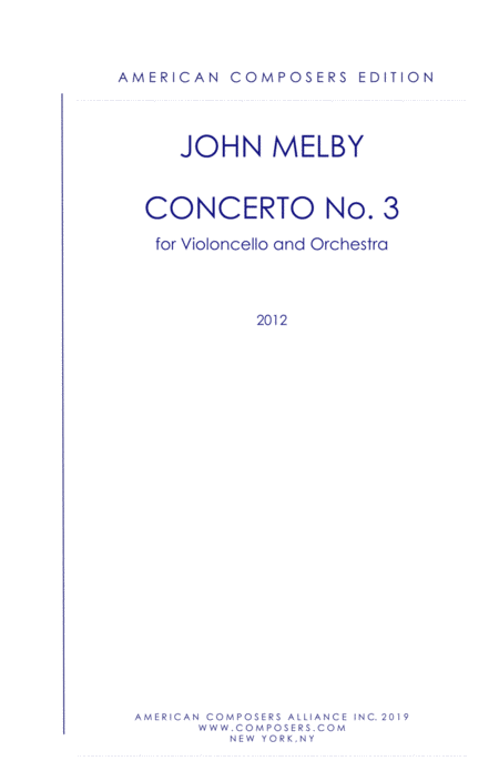 Melby Concerto No 3 For Violoncello And Orchestra Sheet Music