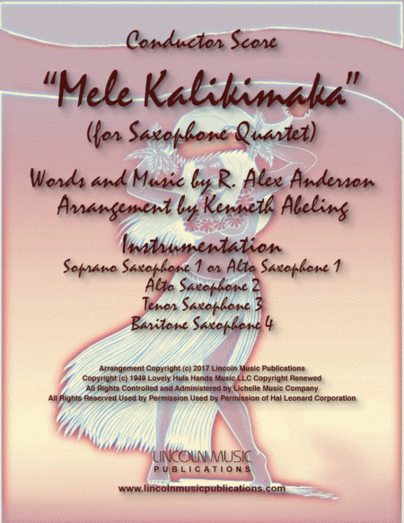 Mele Kalikimaka For Saxophone Quartet Satb Or Aatb Sheet Music