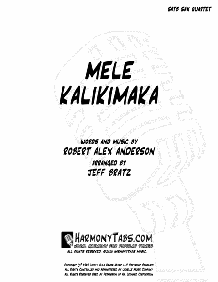 Free Sheet Music Mele Kalikimaka Satb Sax Quartet