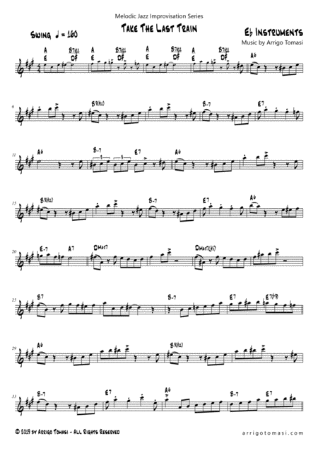 Free Sheet Music Melodic Jazz Improvisation Series Take The Last Train Eb Instruments