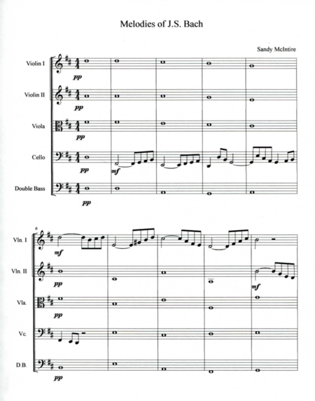 Melodies Of Js Bach Score For String Orchestra Sheet Music