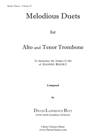 Melodious Duets From Rochut Bordogni Etude Vocalises For Alto And Tenor Trombone Book 1 Volume 2 Sheet Music