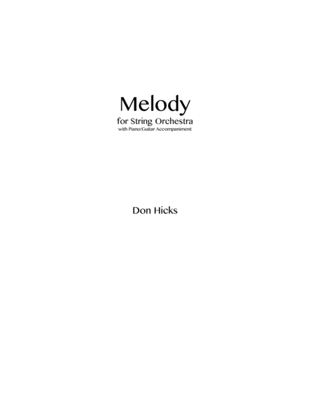 Melody For String Orchestra Sheet Music