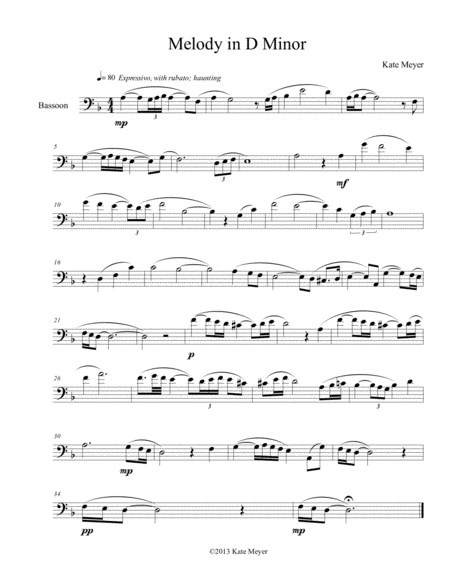 Melody In D Minor Sheet Music