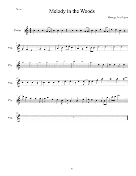 Melody In The Woods Sheet Music