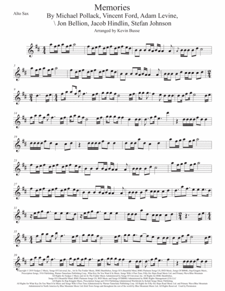 Memories Alto Sax Sheet Music