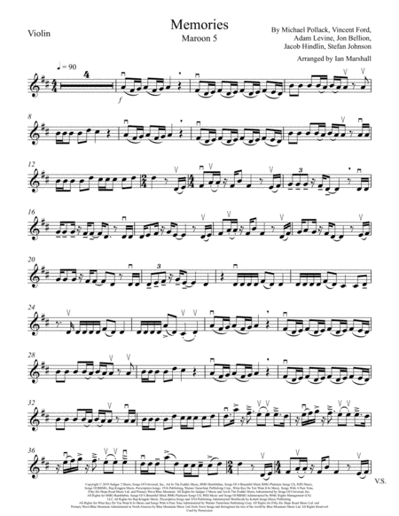 Free Sheet Music Memories By Maroon 5 Violin Solo And Piano Accompaniment