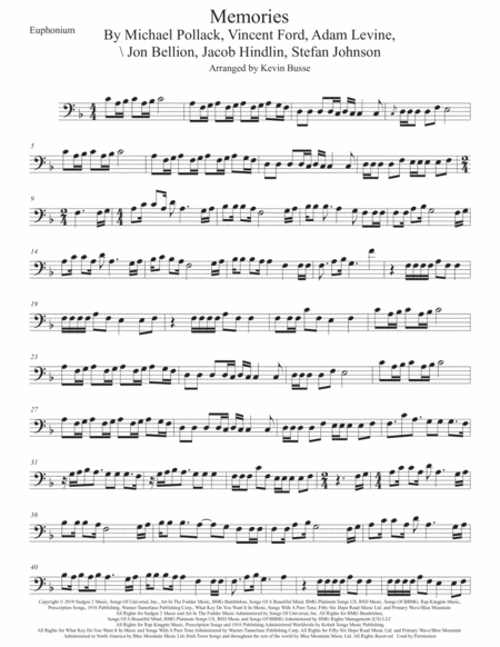 Free Sheet Music Memories Euphonium