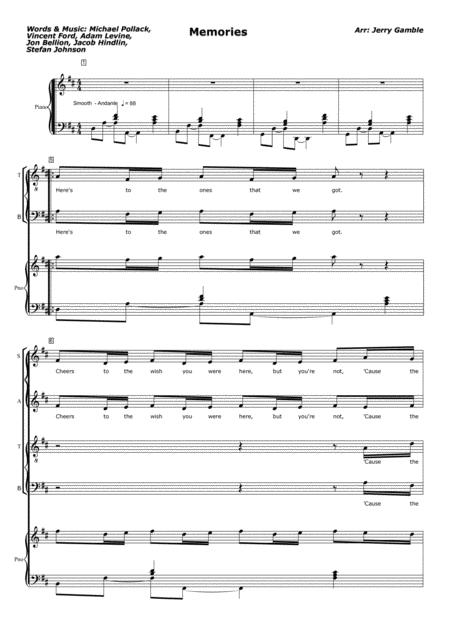 Free Sheet Music Memories Maroon 5