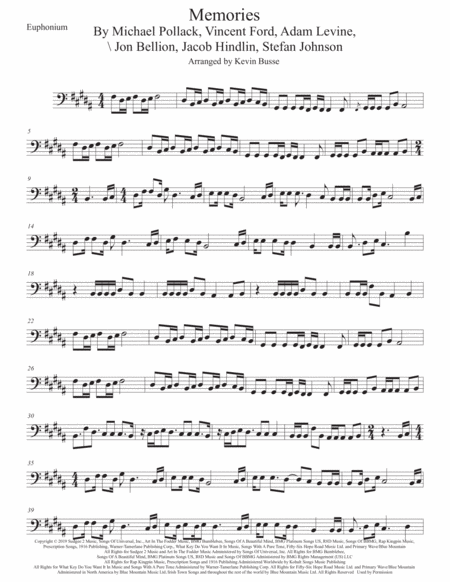 Memories Original Key Euphonium Sheet Music