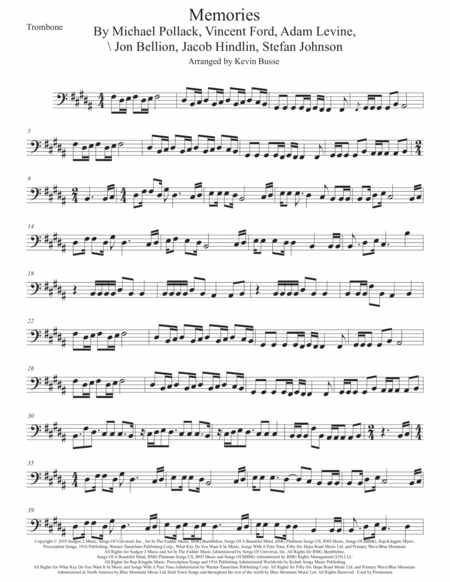 Memories Original Key Trombone Sheet Music