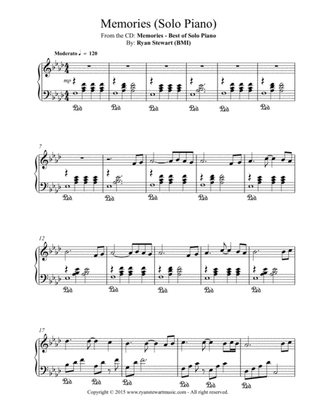 Memories Solo Piano Sheet Music