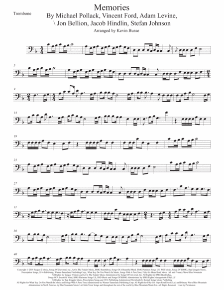 Free Sheet Music Memories Trombone