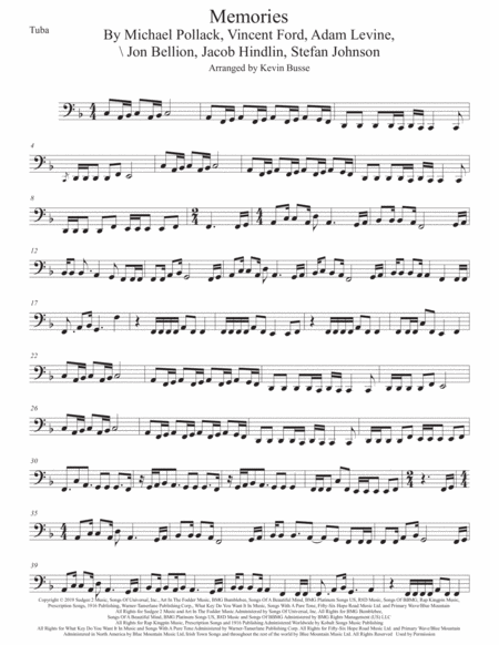 Free Sheet Music Memories Tuba