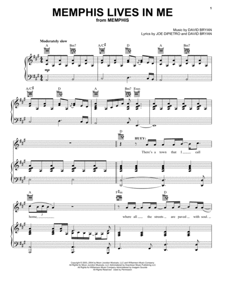 Memphis Lives In Me From Memphis A New Musical Sheet Music
