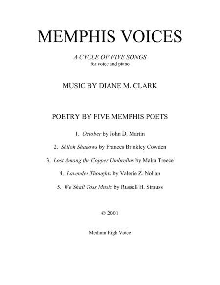 Memphis Voices Medium High Voice Sheet Music