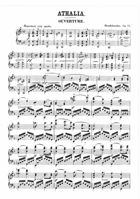 Mendelssohn Athalia Overture Op 74 Complete Version Sheet Music