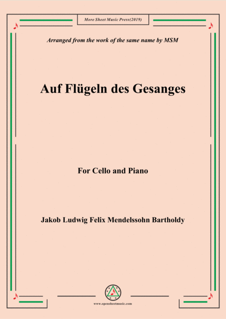 Mendelssohn Auf Flgeln Des Gesanges For Cello And Piano Sheet Music