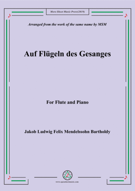 Free Sheet Music Mendelssohn Auf Flgeln Des Gesanges For Flute And Piano