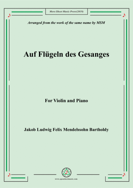 Mendelssohn Auf Flgeln Des Gesanges For Violin And Piano Sheet Music