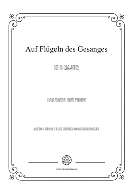 Free Sheet Music Mendelssohn Auf Flgeln Des Gesanges In G Major For Voice And Piano