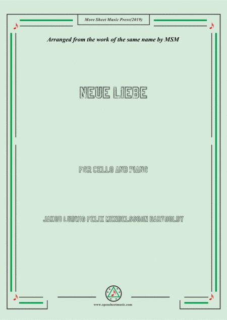 Mendelssohn Neue Liebe For Cello And Piano Sheet Music