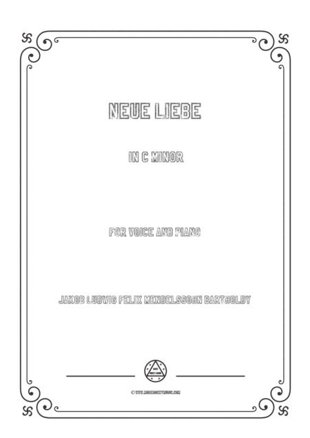 Mendelssohn Neue Liebe In C Minor For Voice And Piano Sheet Music