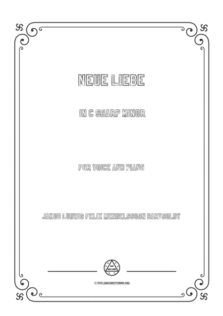 Free Sheet Music Mendelssohn Neue Liebe In C Sharp Minor For Voice And Piano