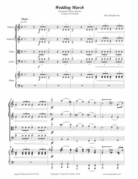 Mendelssohn Wedding March For Piano Quintet Sheet Music