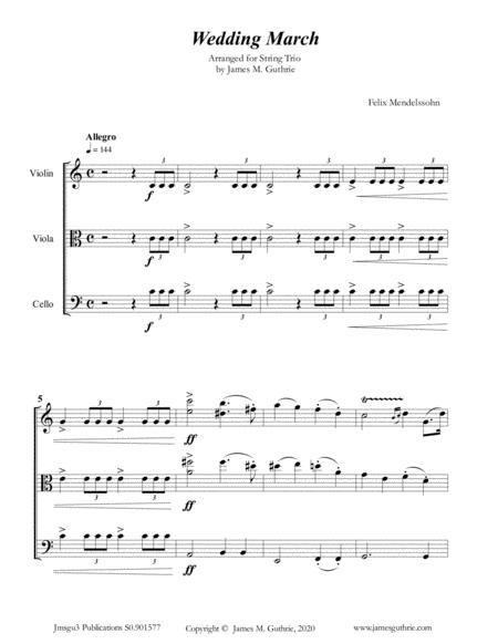 Mendelssohn Wedding March For String Trio Sheet Music