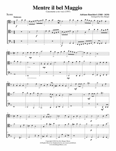 Mentre Il Bel Maggio For Trombone Or Low Brass Trio Sheet Music