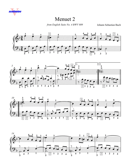 Free Sheet Music Menuet 2 From English Suite No 4 Bwv 809