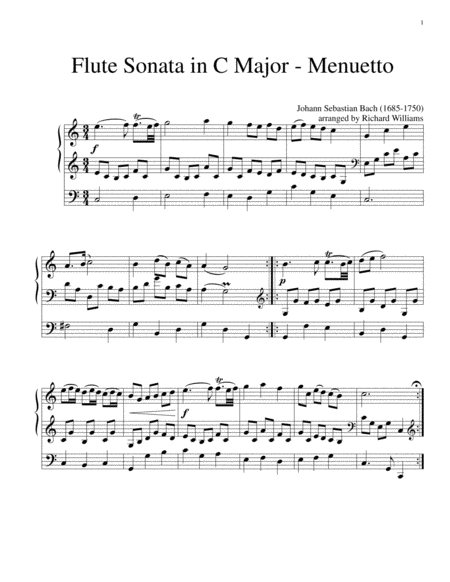 Menuet From Flute Sonata In C Sheet Music