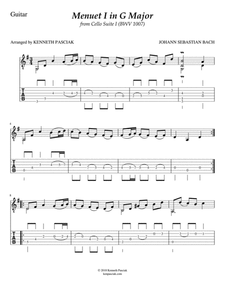 Menuet I And Ii From Bach Cello Suite I Bwv 1007 Sheet Music