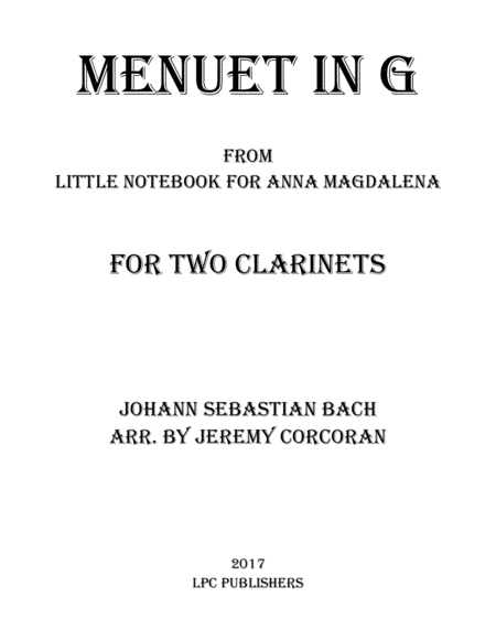 Menuet In G For Two Clarinets Sheet Music